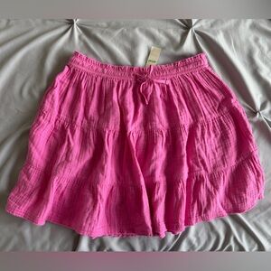 Aerie Pink Tiered Loose Flowy Skirt Pool To Party Skirt Size Medium NWT